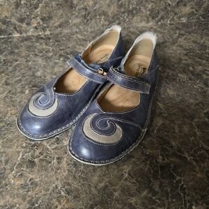 SPRING STEP Cosmic Blue/Tan Leather Mary Janes SIZE 37/6.5 To 7
